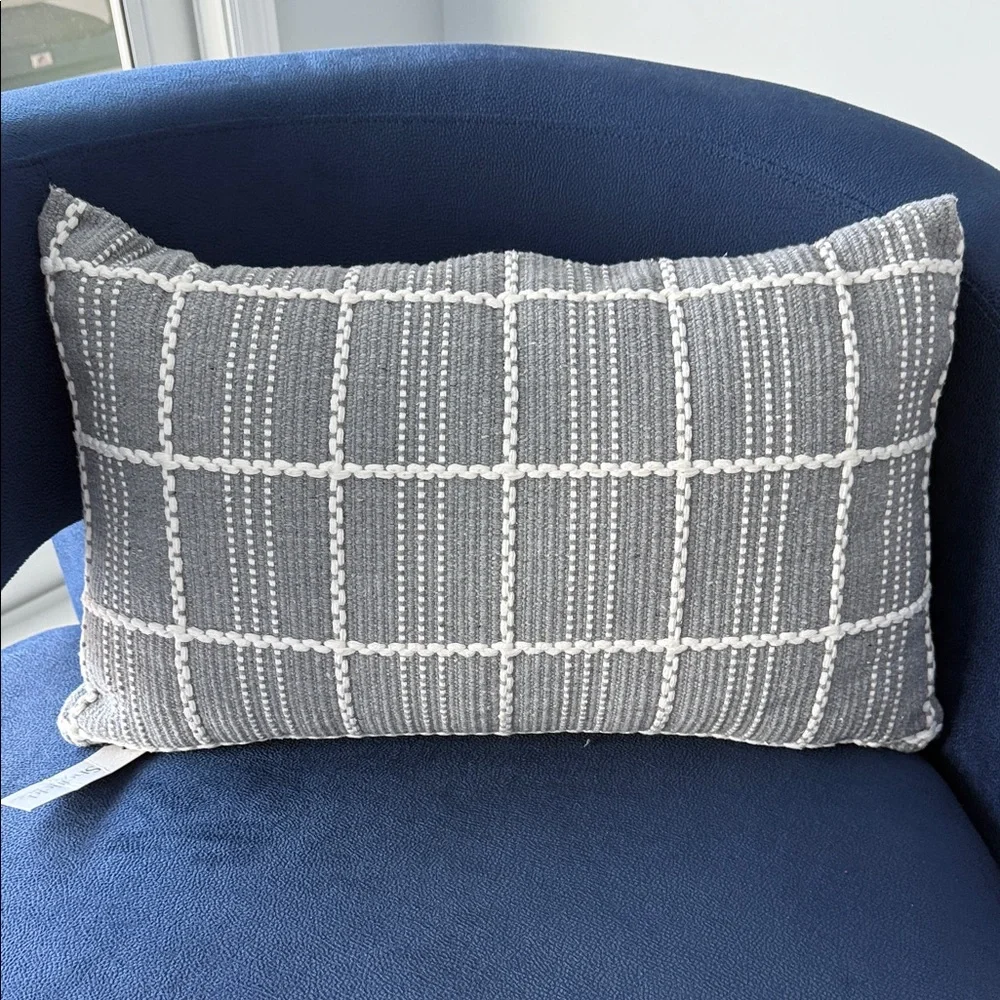 Gray and White Decorative Lumbar Pillow